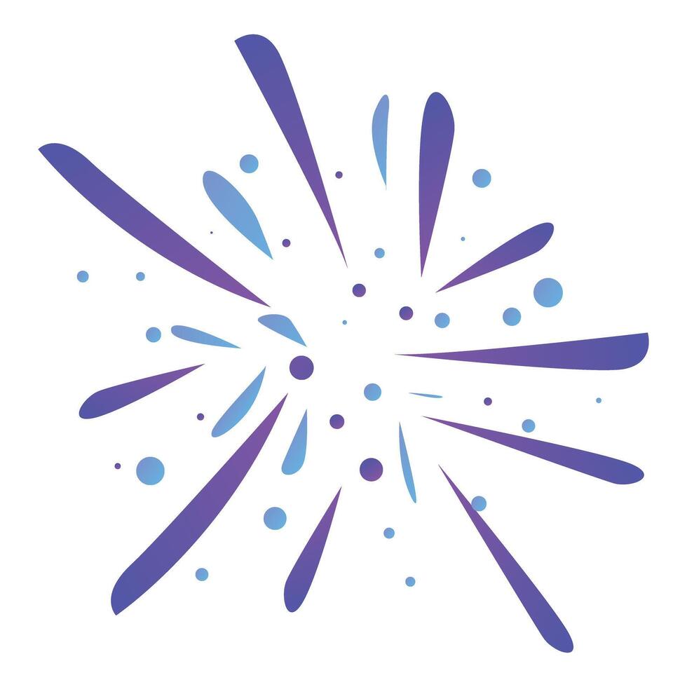 Fireworks exploding with purple and blue trails on white background vector
