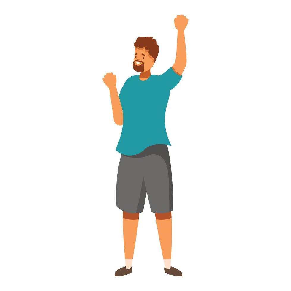 Happy man cheering and celebrating with raised hands vector