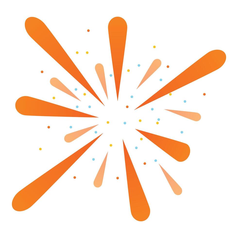 Orange firework exploding with colorful sparks on white background vector