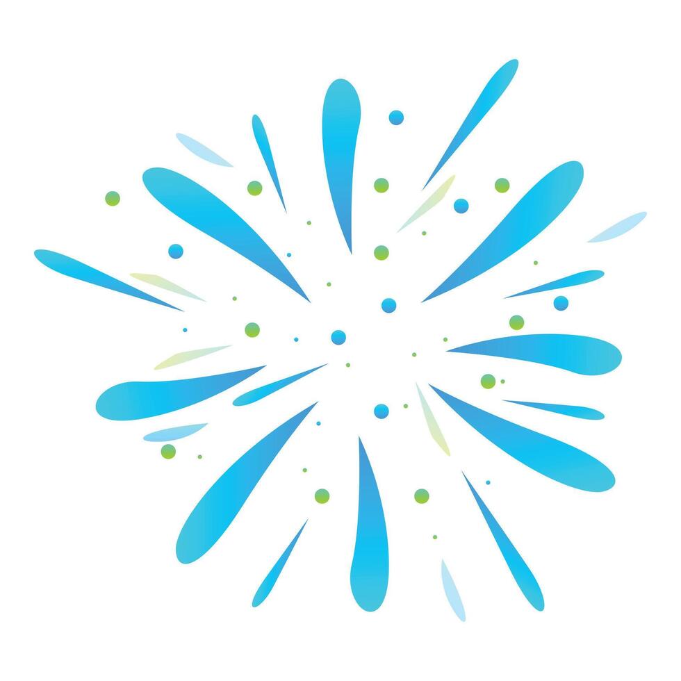 Bright blue and green fireworks exploding in a festive celebration vector