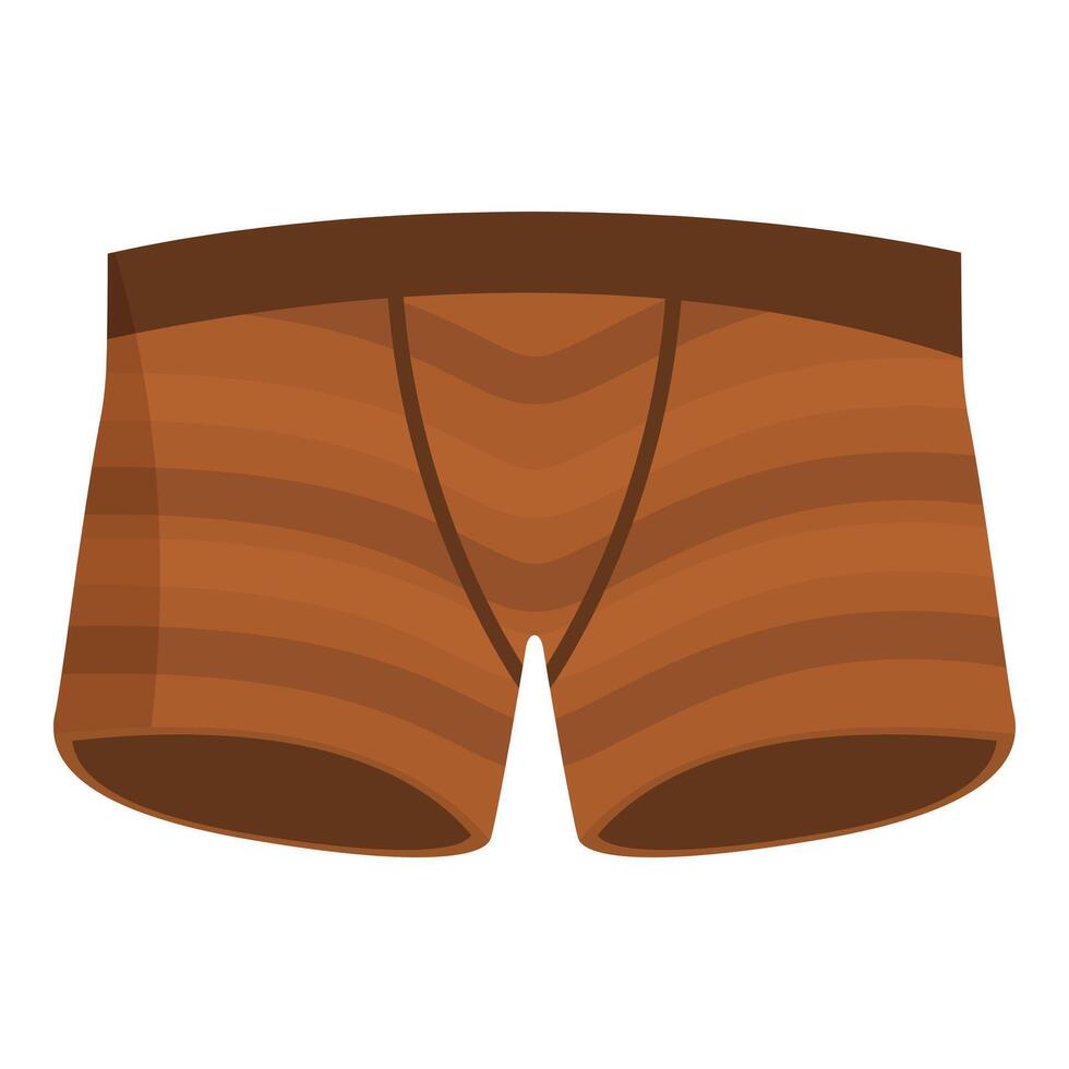 Brown striped boxer shorts with elastic waistband lying flat vector