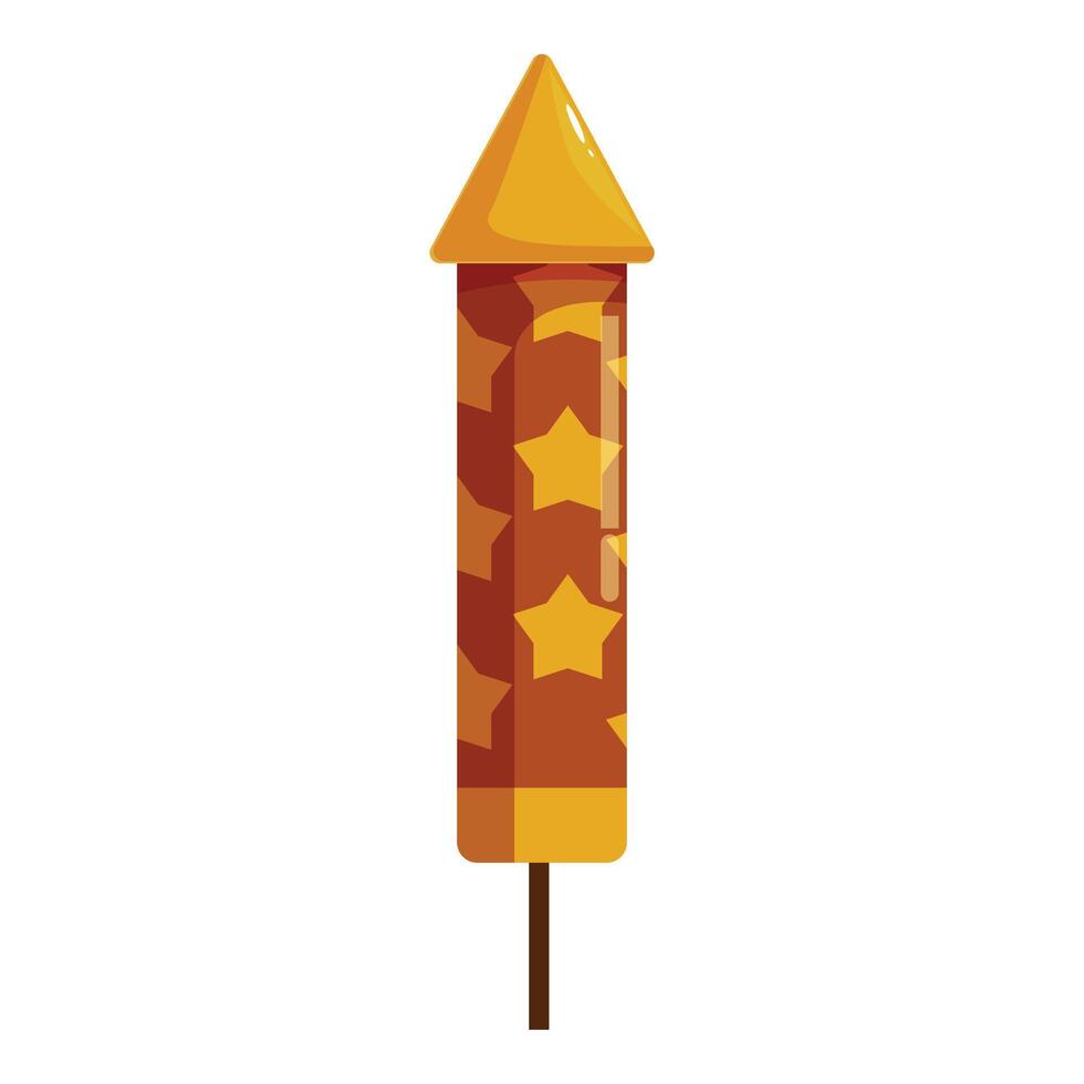 Firework rocket with golden stars ready to launch, celebrating special occasions vector