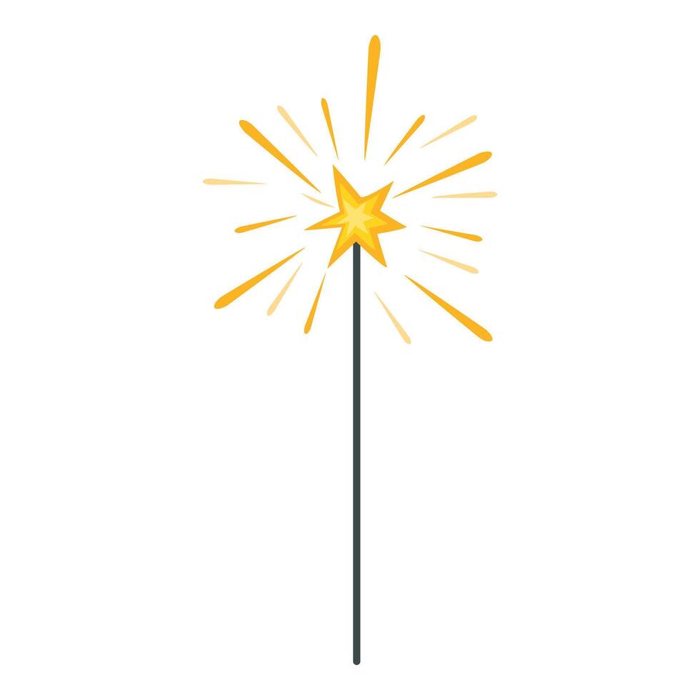 Bright yellow star sparkler shining on white background vector