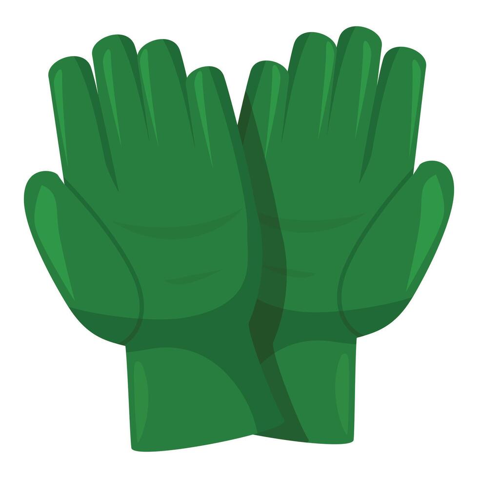 Green goalkeeper gloves protecting hands during soccer match vector