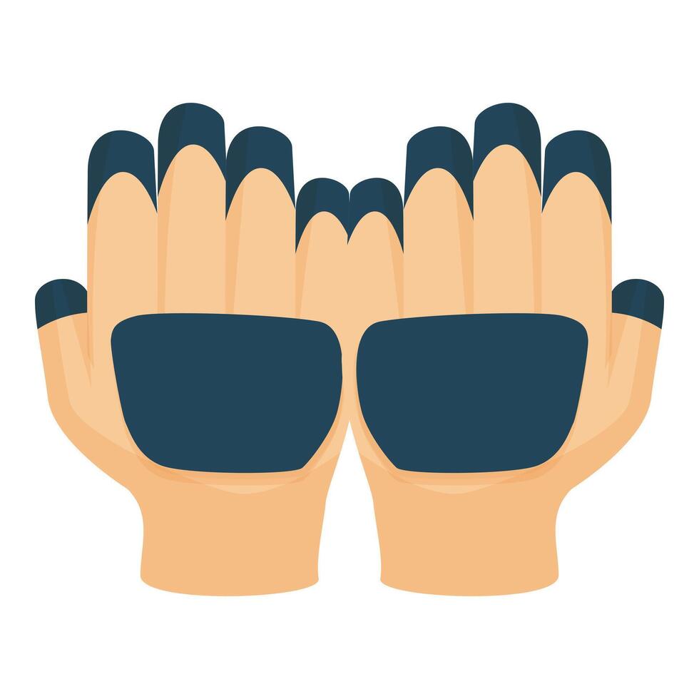 Hands showing painted fingernails forming sunglasses symbol vector