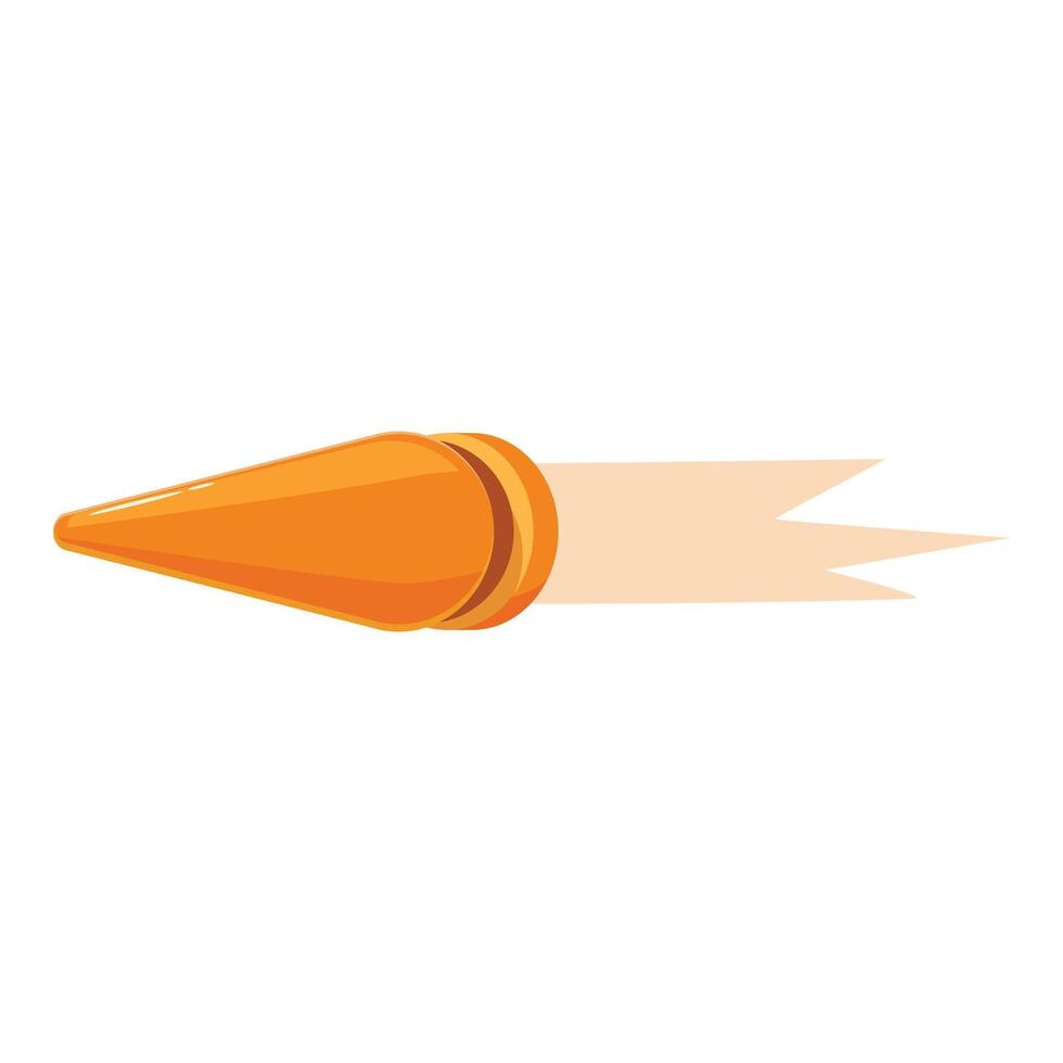 Orange bullet flying with trail creating dynamic movement vector