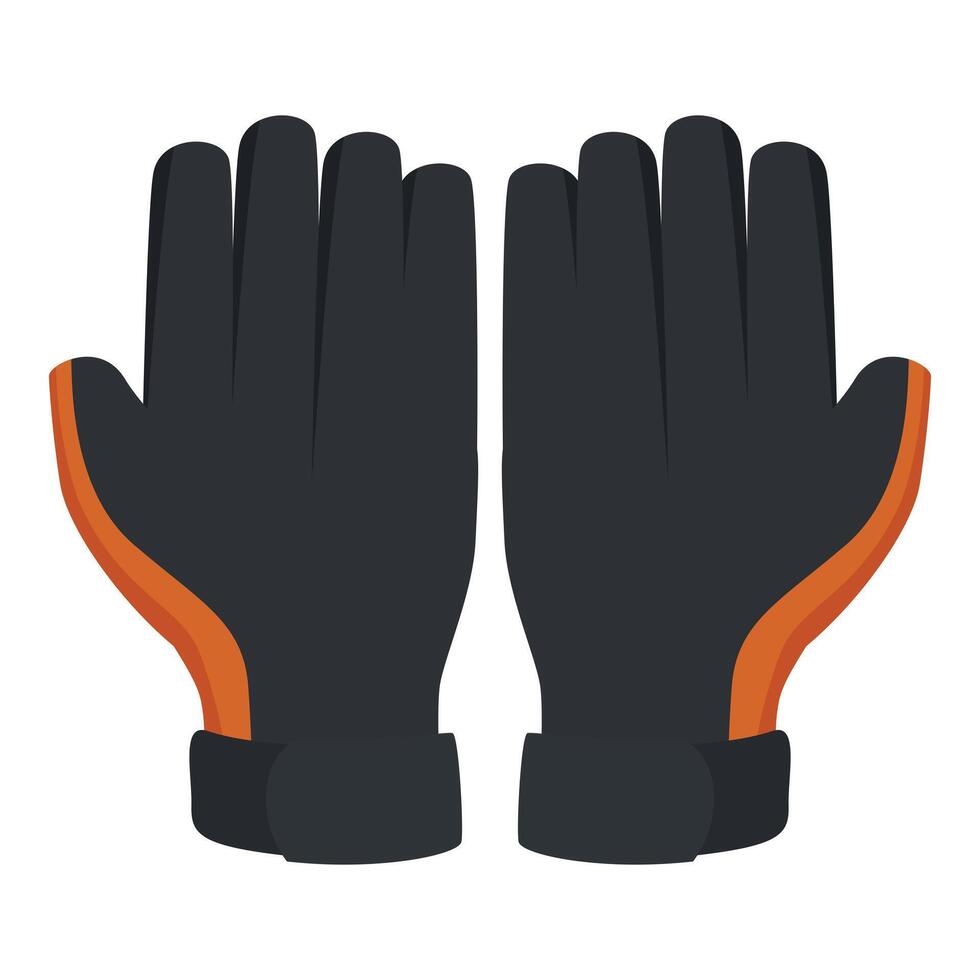 Black and orange gloves protecting hands during manual work vector