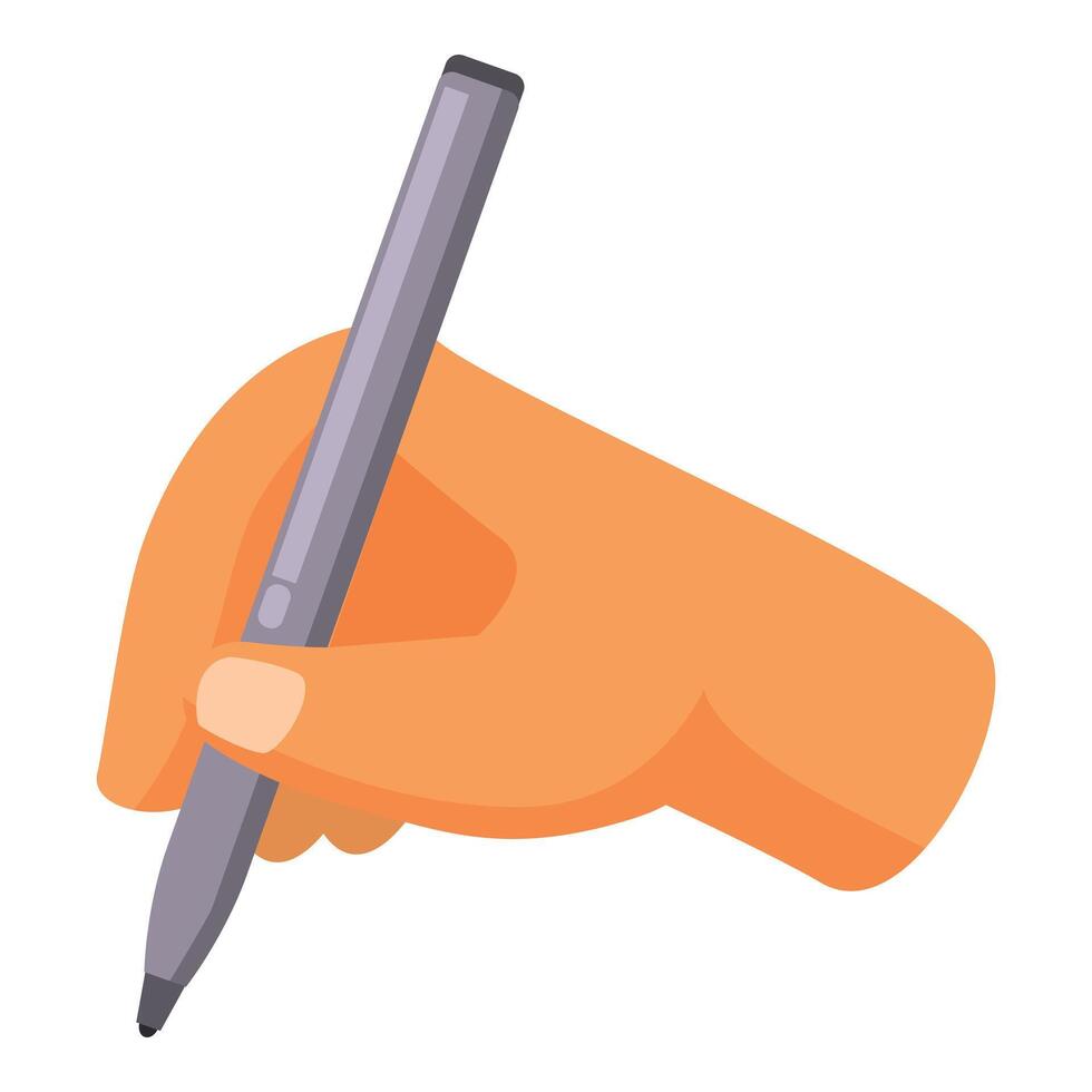 Hand holding stylus pen writing or drawing on digital tablet vector
