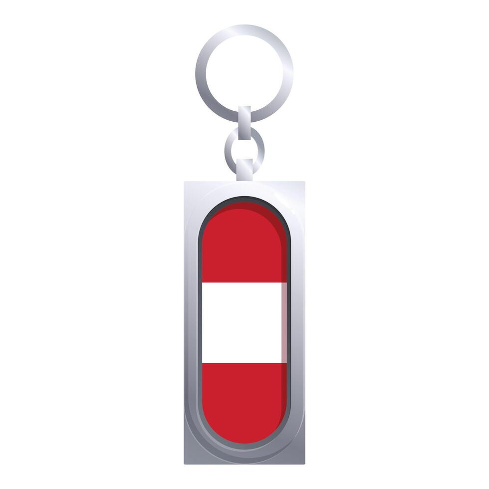 Austrian flag hanging from metallic keychain on white background vector