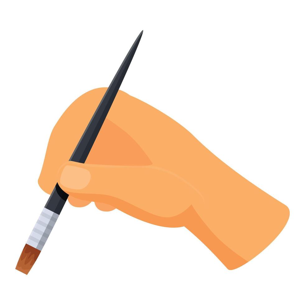 Hand holding paintbrush, painting tools for creative expression vector