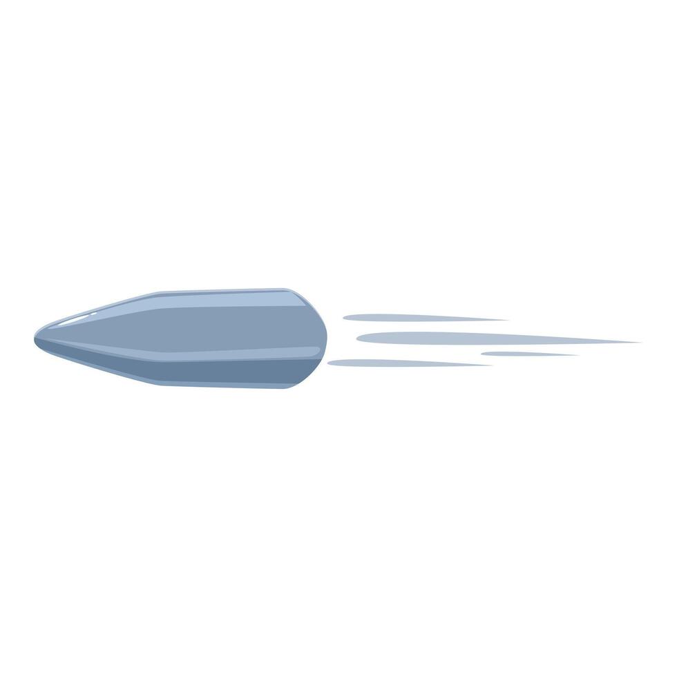 Flying bullet leaving smoke trail, fast metal projectile illustration vector