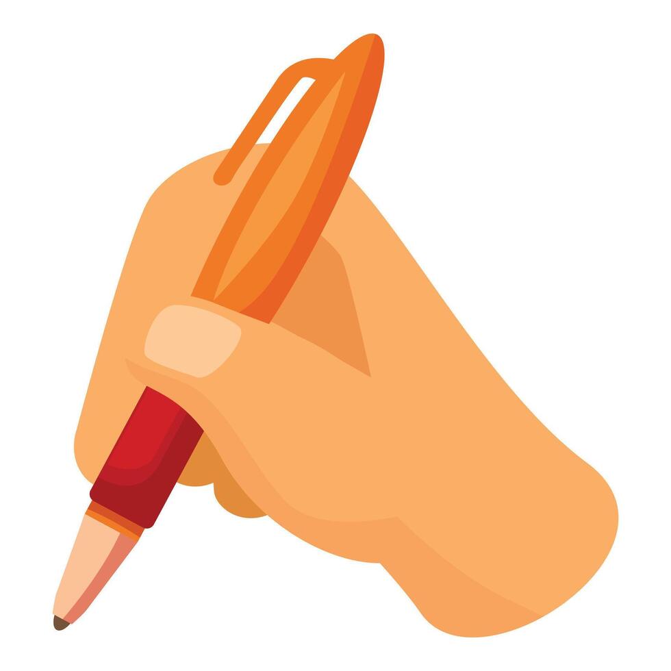 Hand holding pen writing on virtual paper vector