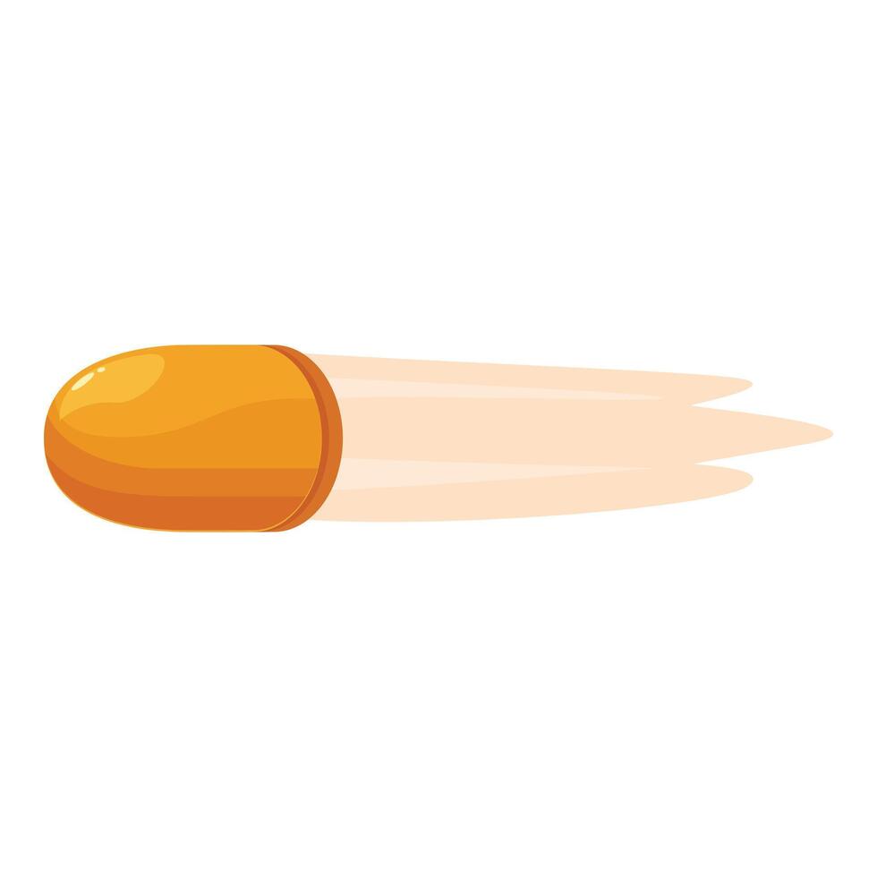 Orange bullet flying at high speed leaving trail vector