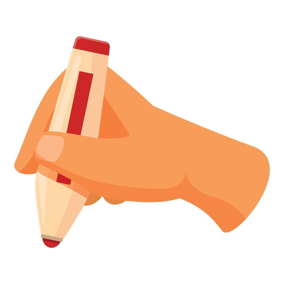 Hand holding pen writing on white background vector