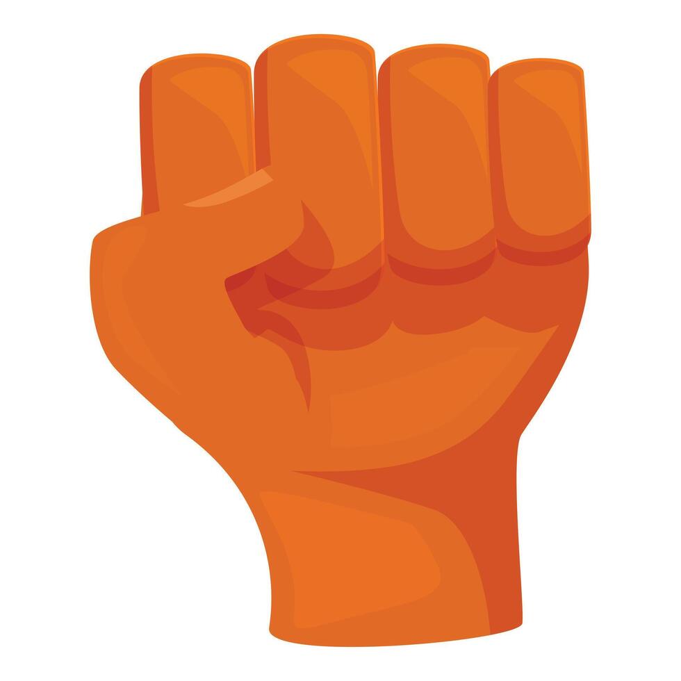 Orange fist symbolizing strength and resistance is raised in protest vector