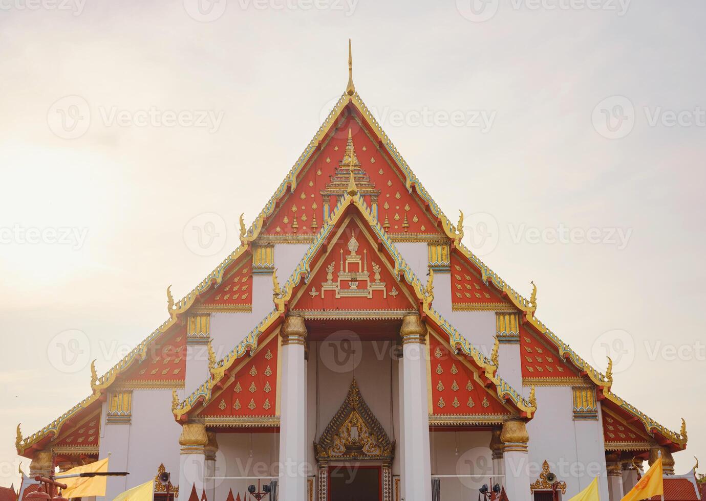 Modern Wihan Phra Mongkhon Bophit in Ayutthaya, showcasing vibrant architecture and cultural heritage, with intricate details and spiritual atmosphere reflecting Thai tradition and design. photo