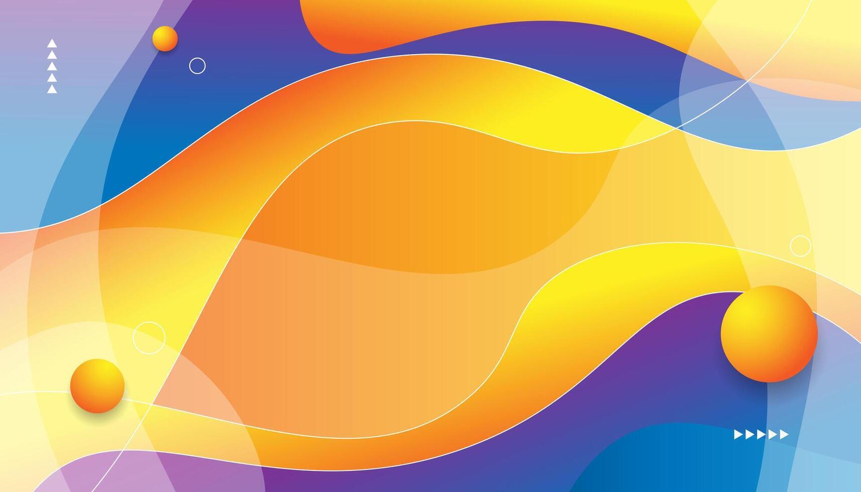 Abstract background with yellow, orange and blue waves. vector