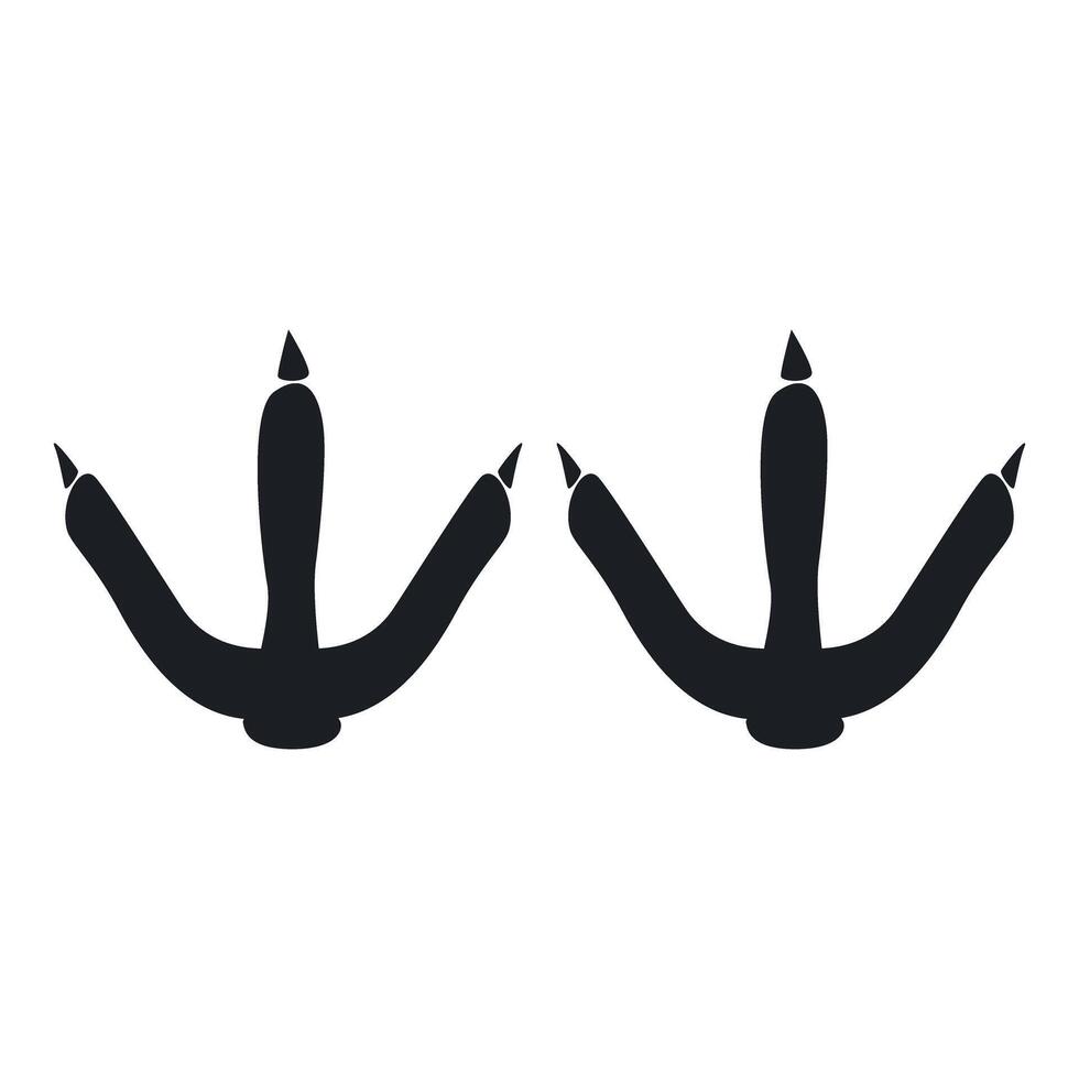 Bird footprint silhouette showing three toes and claws imprint vector