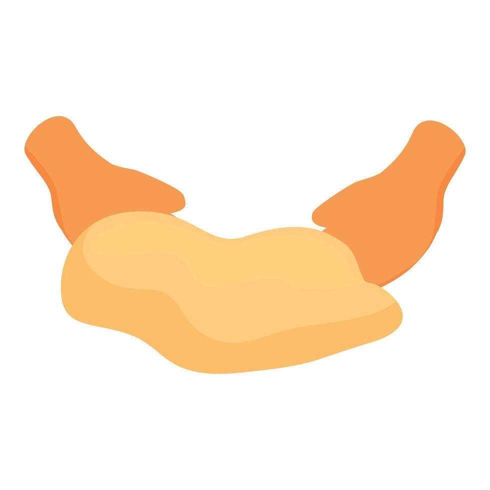 Baker kneading dough for baking bread, pizza, or pastry making vector