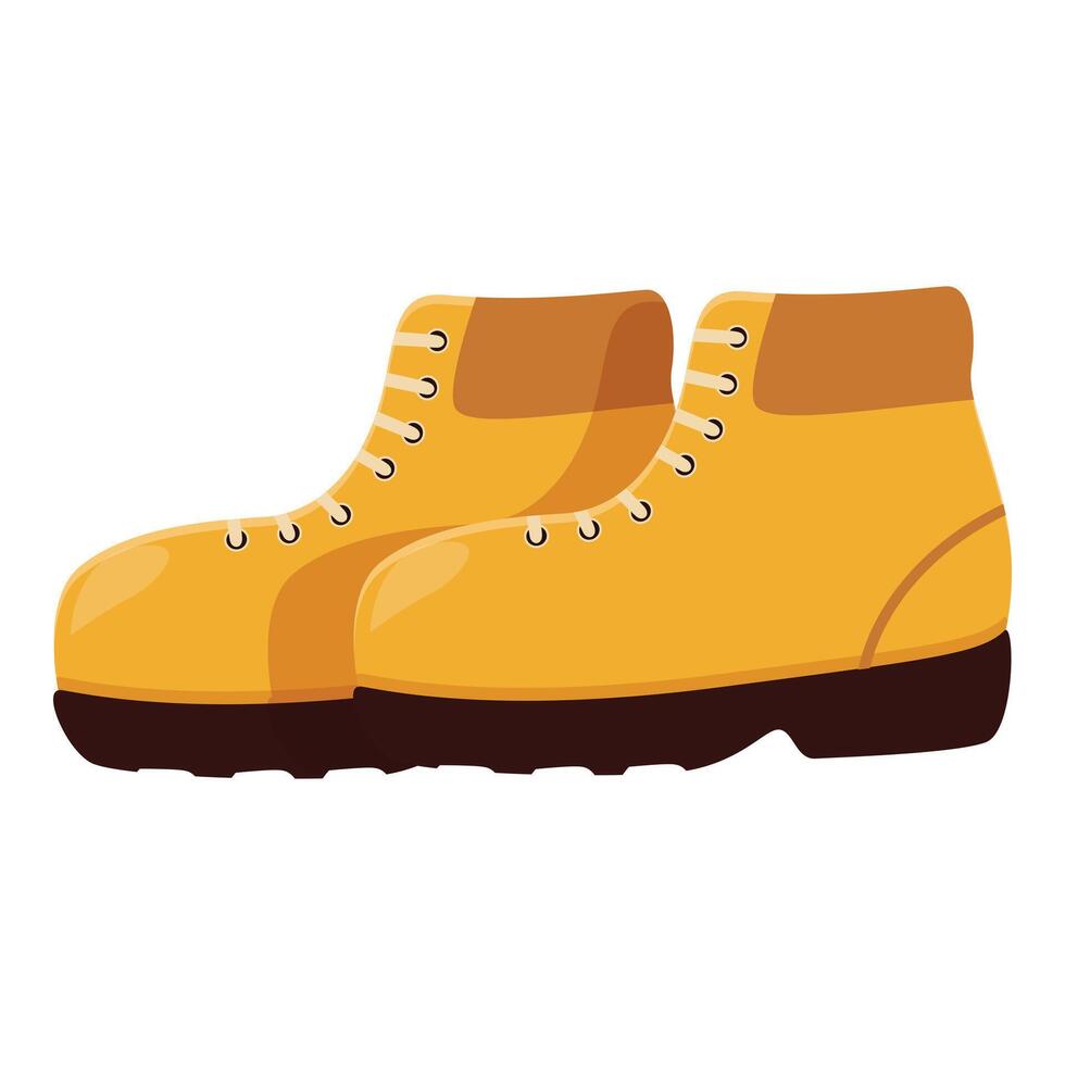 Yellow hiking boots isolated on white background representing trekking and outdoor activities vector