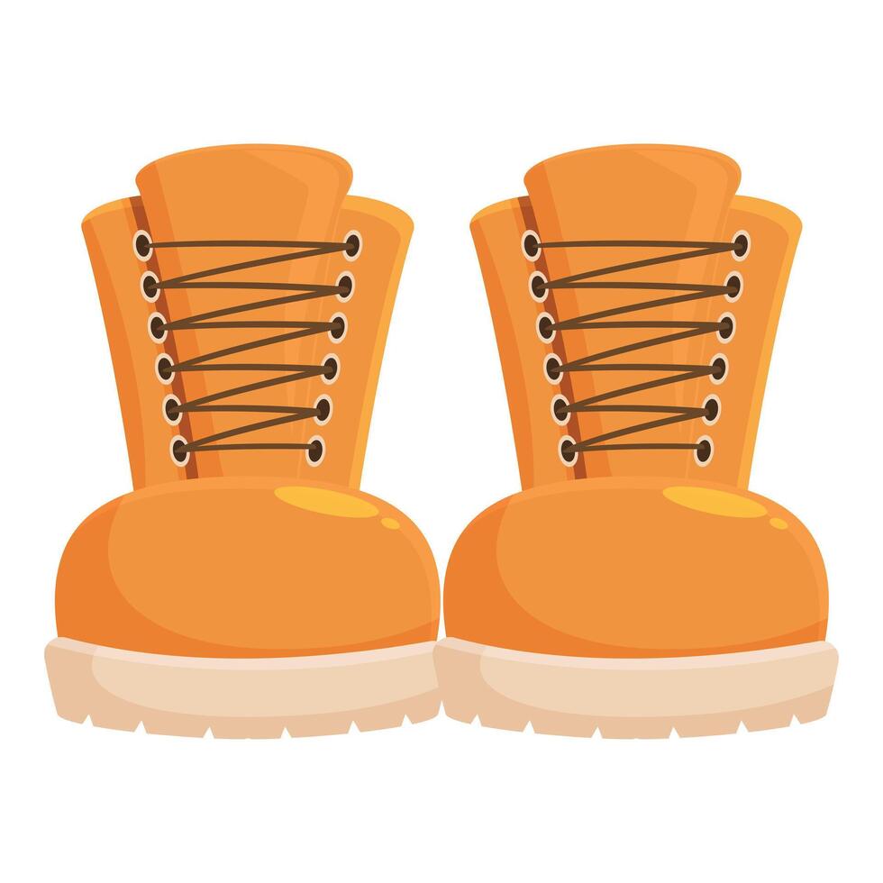 Pair of yellow hiking boots standing on white background vector