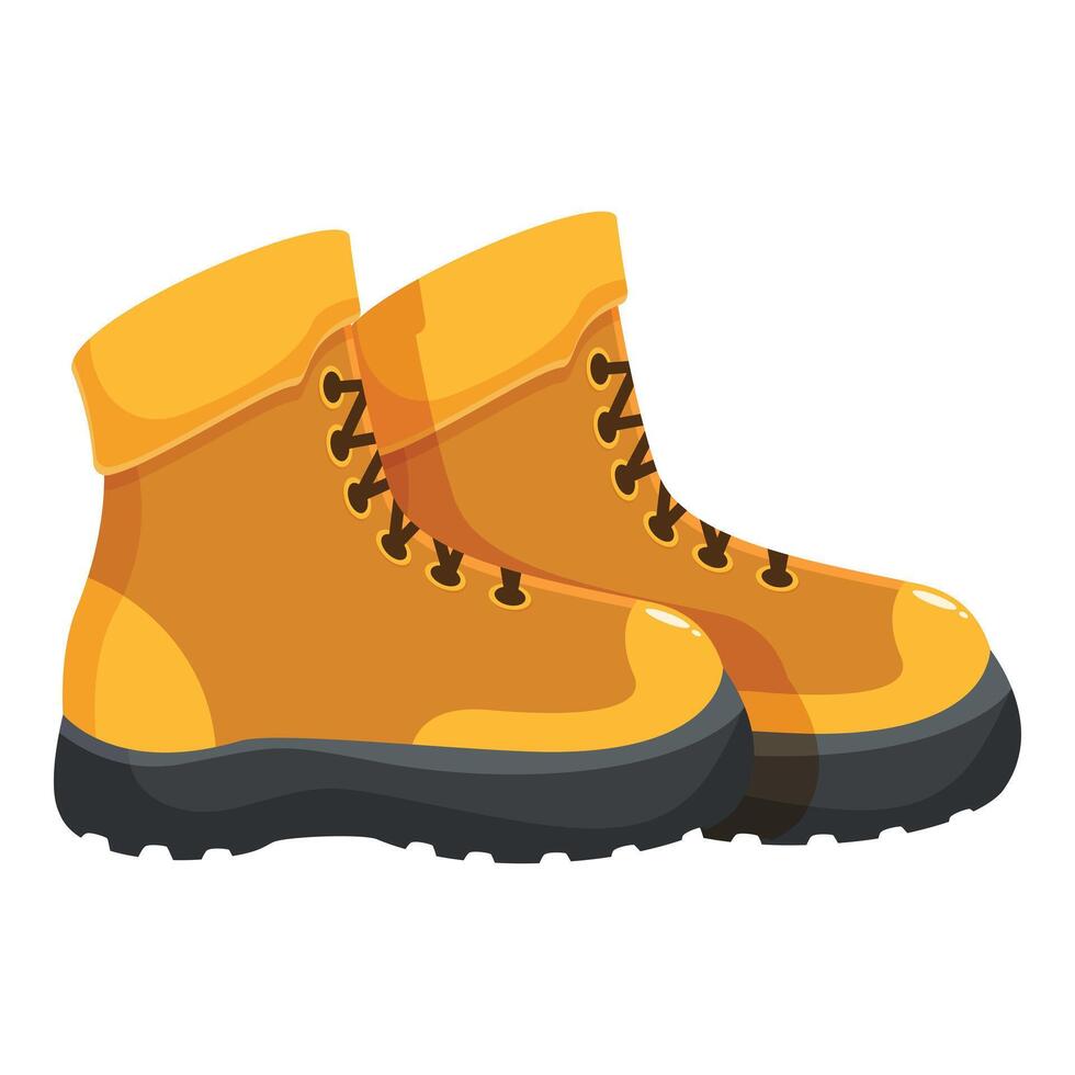 Yellow hiking boots standing upright on white background vector