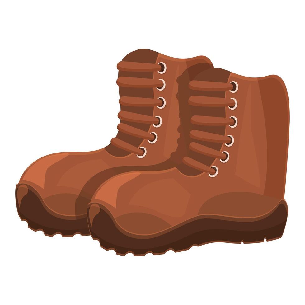Brown hiking boots standing on white background vector