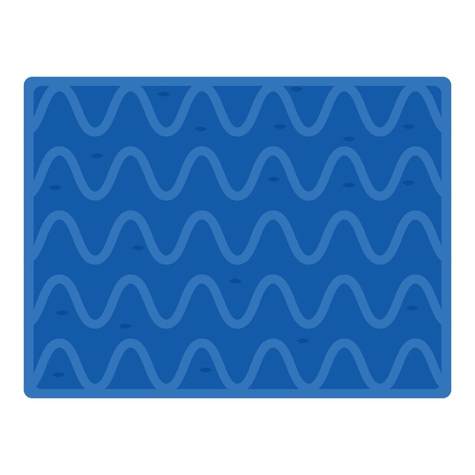 Blue wavy water surface with small fish swimming, relaxing summer background vector