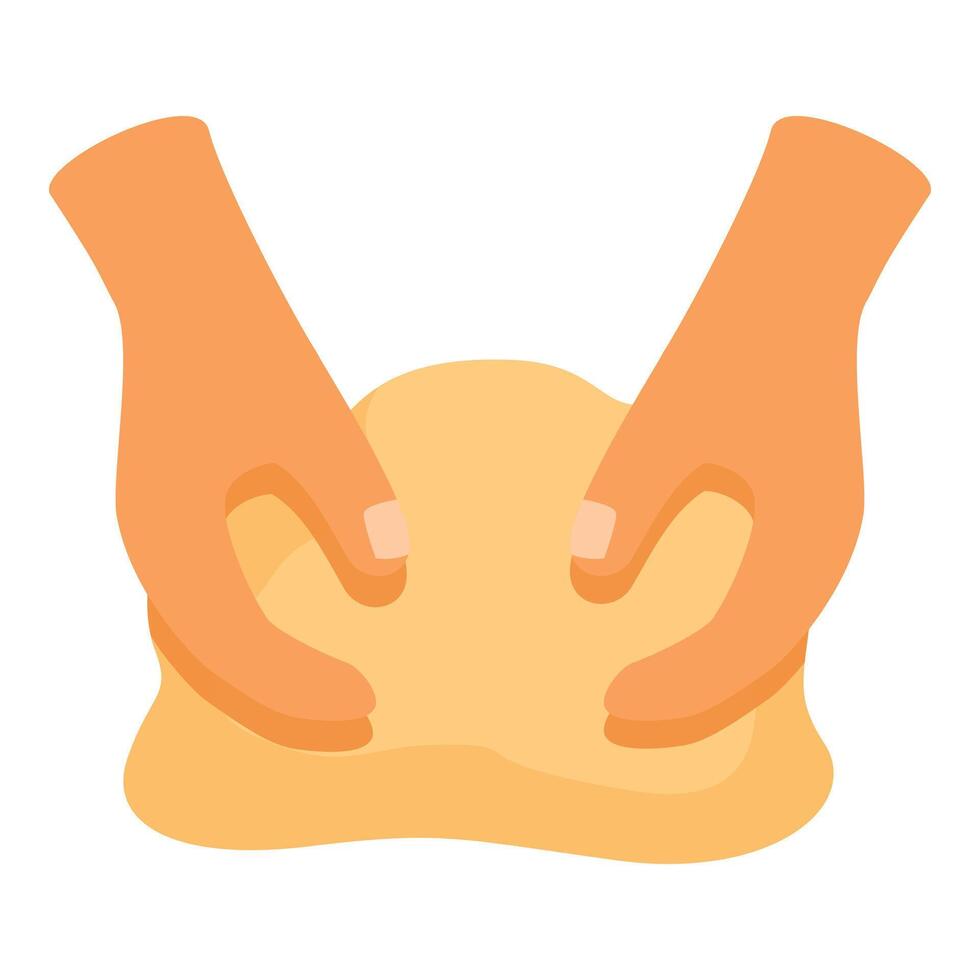 Hands kneading dough, preparing for baking bread or pizza vector