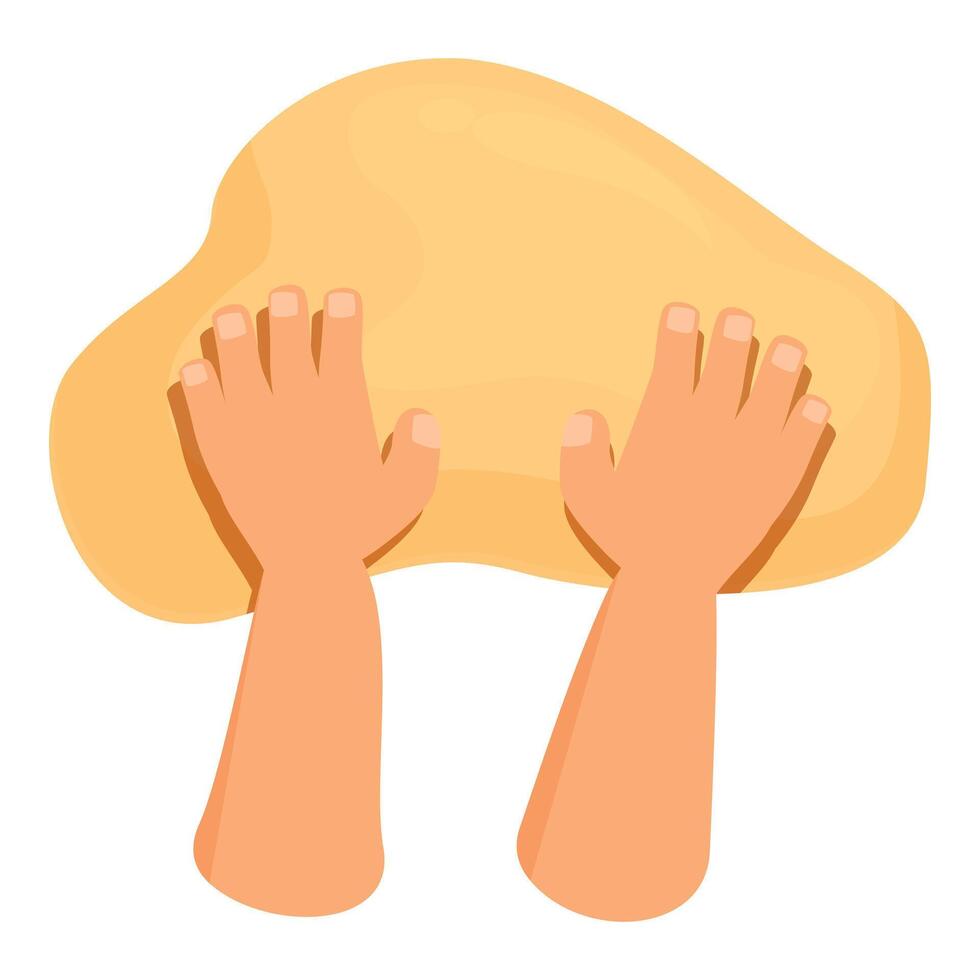 Baker kneading dough for bread making process, top view vector