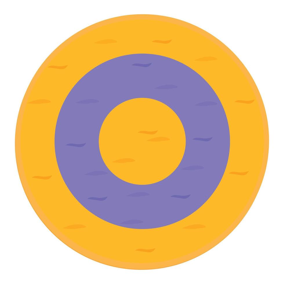 Round wrestling mat with concentric orange and purple circles displaying wrestling area vector