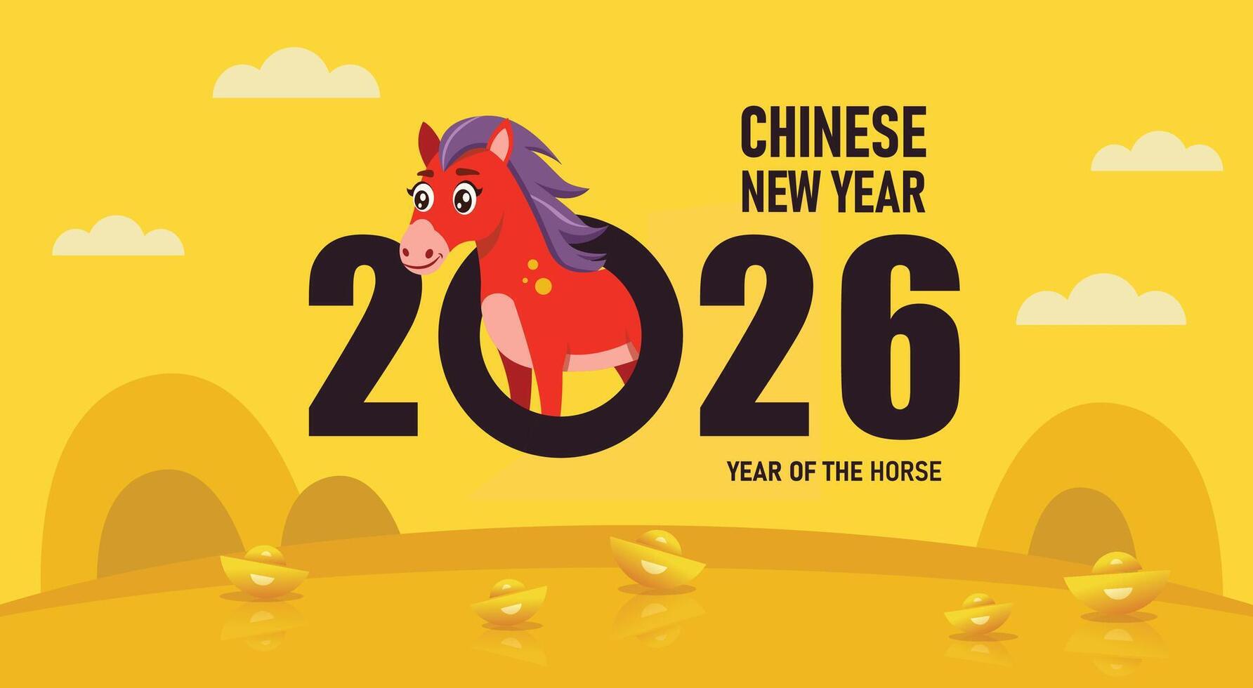 Chinese New Year 2026 Year of the horse. Chinese Zodiac Template
