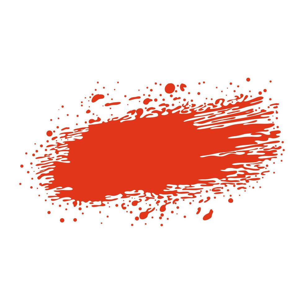 Grunge red blood splatter in flat design. Spatter brush shape with spray. illustration isolated. vector