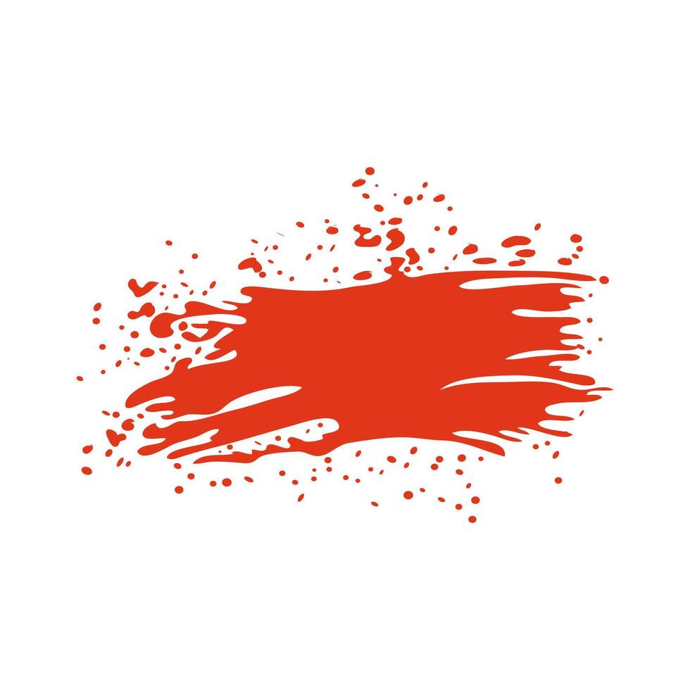 Grunge red blood splatter in flat design. Textured spot with drips spray. illustration isolated. vector