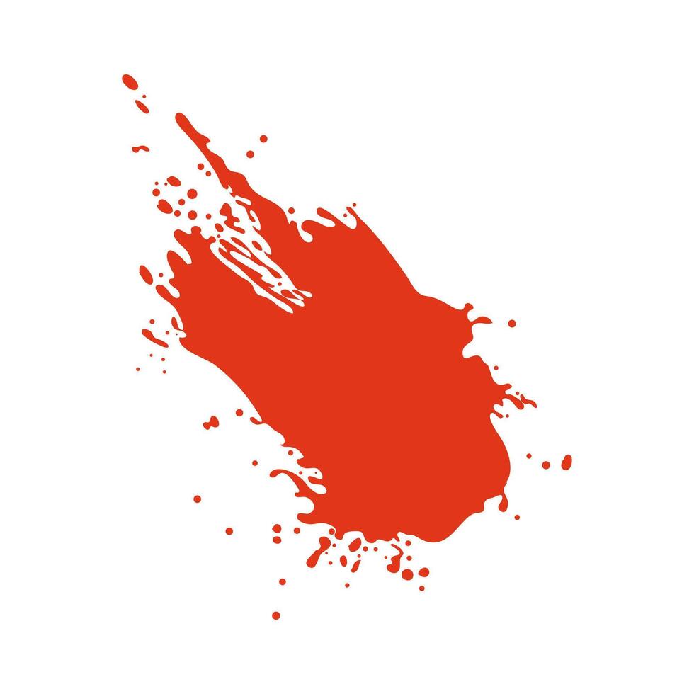 Grunge red blood splatter in flat design. Bleeding wet spot with splashing. illustration isolated. vector