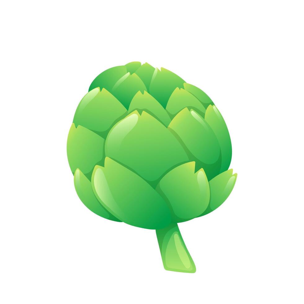 Green artichoke in flat design. Natural vegetable for healthy cooking. illustration isolated. vector