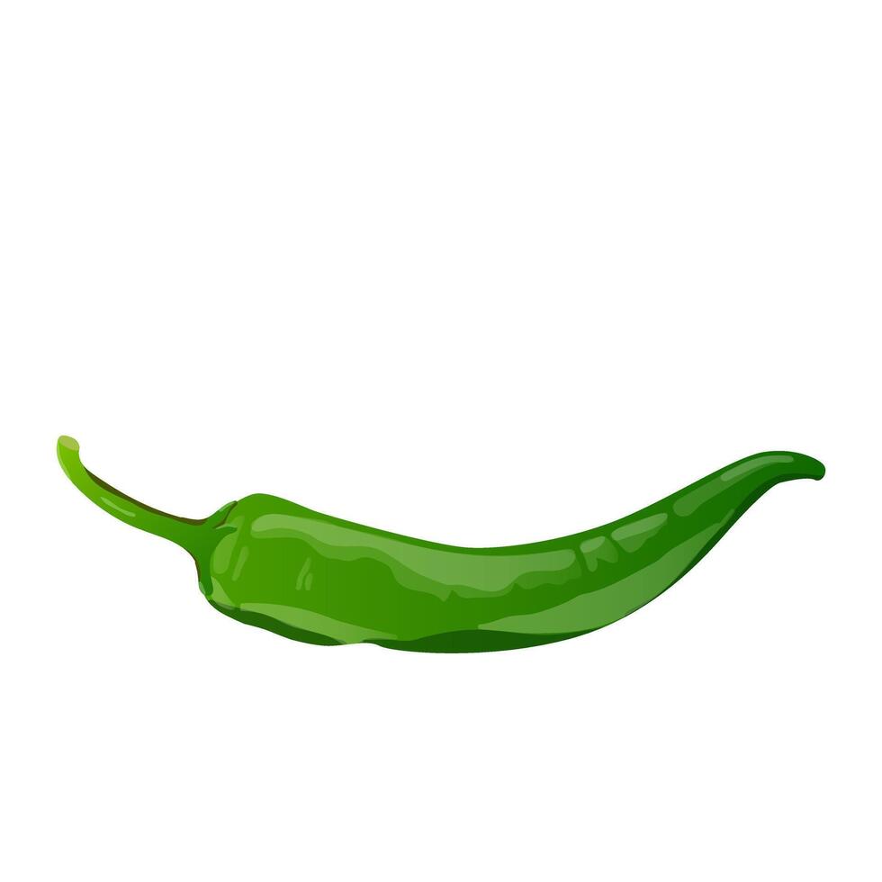 Green hot pepper in flat design. Spice vegetable, ingredient for cooking. illustration isolated. vector