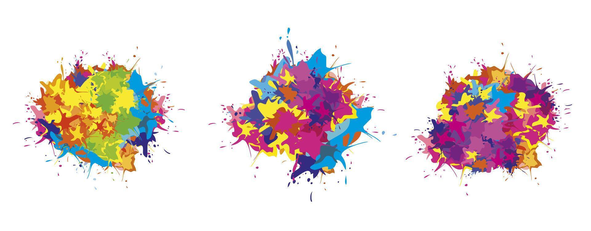 Rainbow splashes of paint stains vector