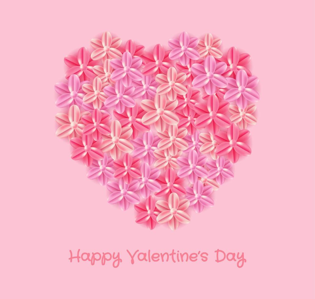 Valentines Day poster templates. Minimalist gradient flowers. Pink backgrounds with heart shape. Modern design for banner, invitation, greeting card, cover vector