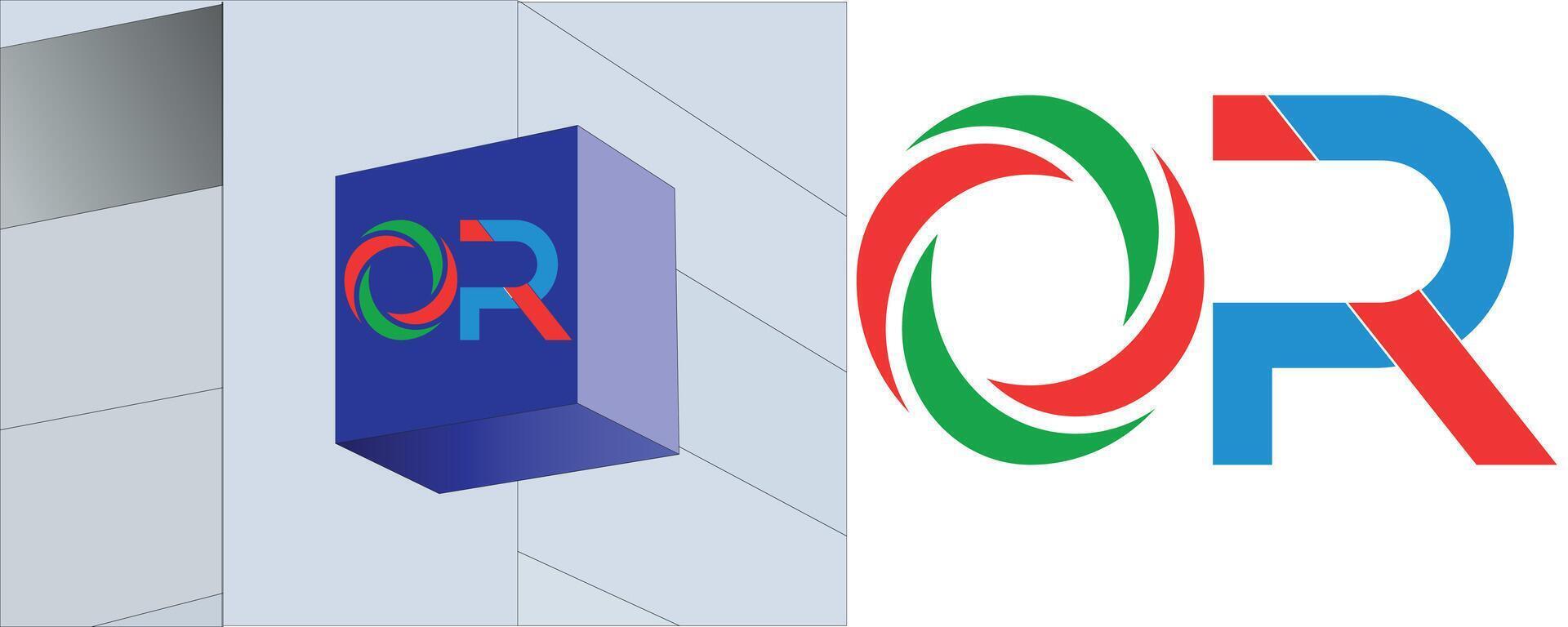 OR logo. OR design. Blue and red OR letter. OR letter logo design vector