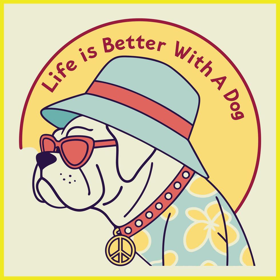 Dog Hippie Style Design vector