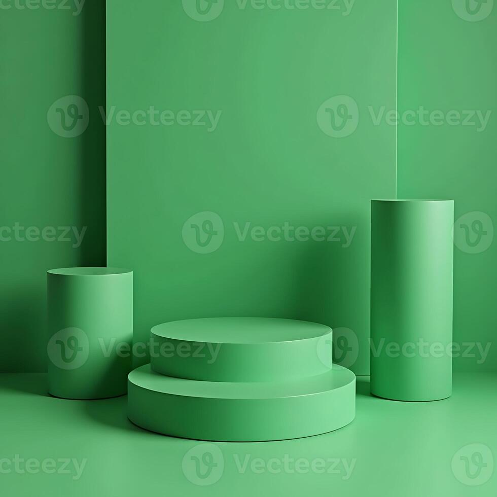 Green Cylinders and Platforms Product Display Mockup photo