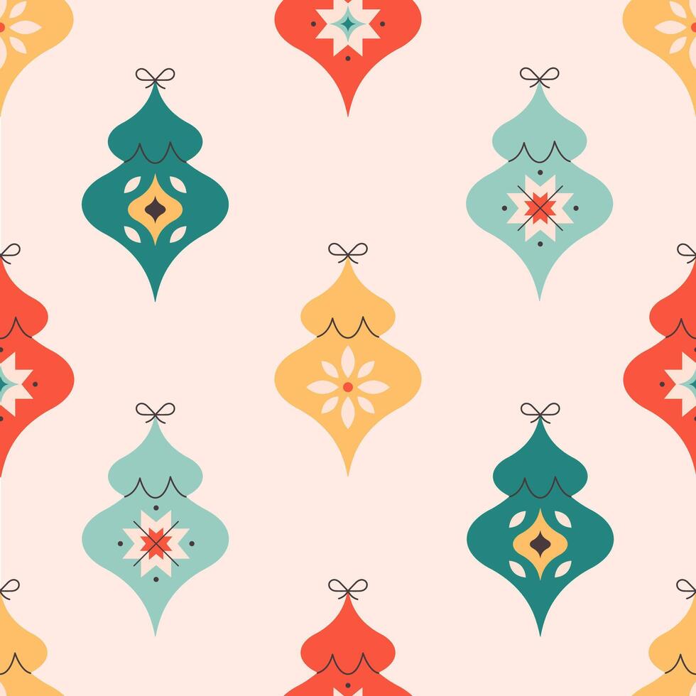 Seamless pattern with Christmas tree toys. Christmas ornaments. Cute print for wallpapers, textiles, wrapping paper, banners. vector