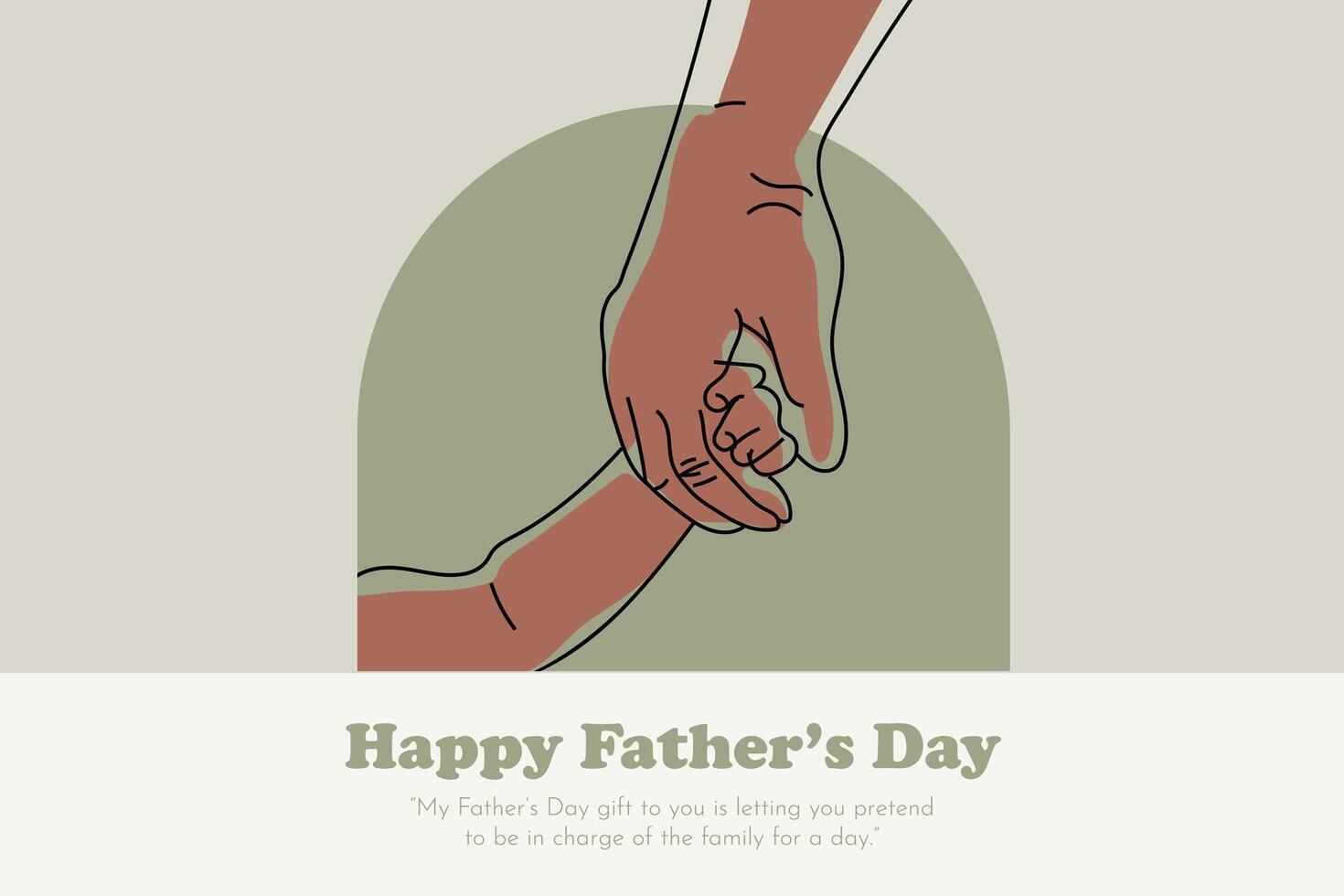 Happy Father's Day greeting card with hands. vector