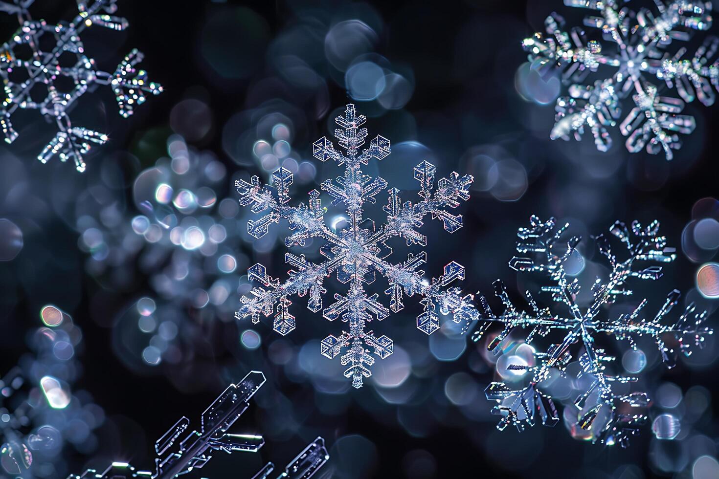 Stunning Macro Photography of Ice Crystals, Winter Snowflakes photo