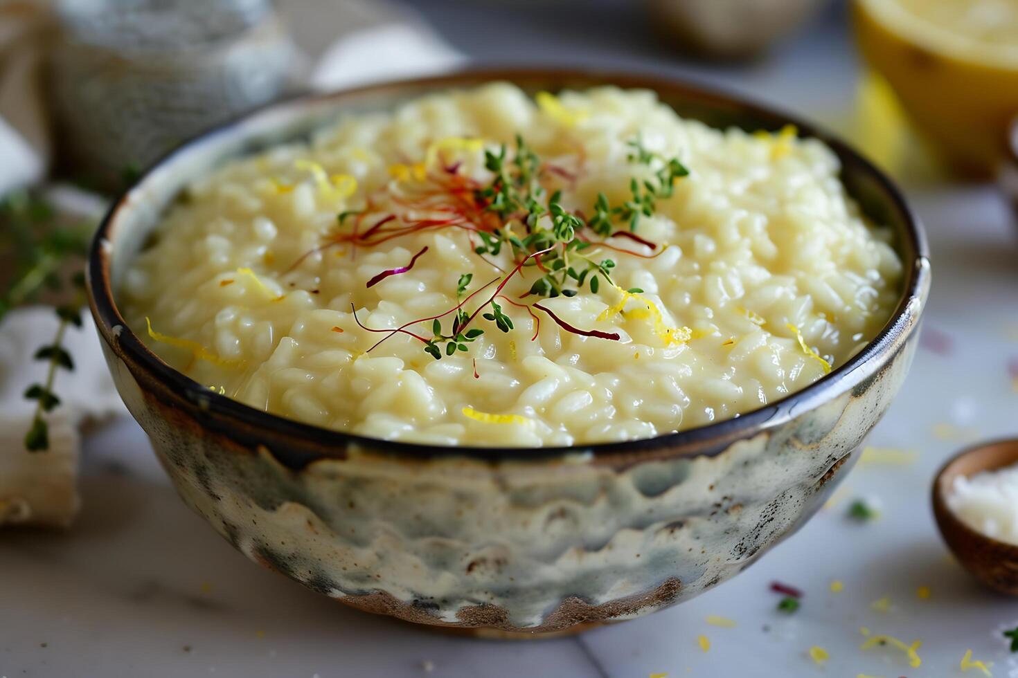 Creamy Lemon Risotto Recipe Saffron, Thyme, and Zest photo
