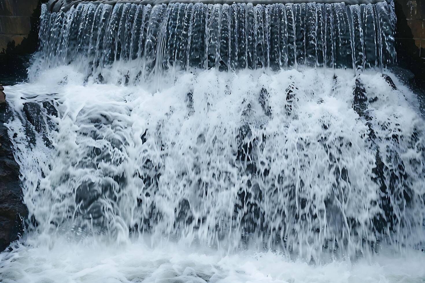 Waterfall Cascade, Foamy Water, Natures Beauty, Flowing Water, White Water, River Rapids, Stream, Cr photo