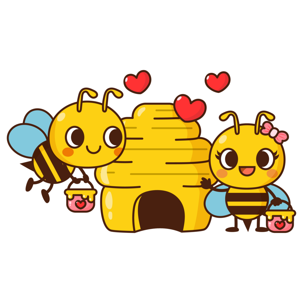Cute Cartoon Bees by Honey Hive, Valentine png