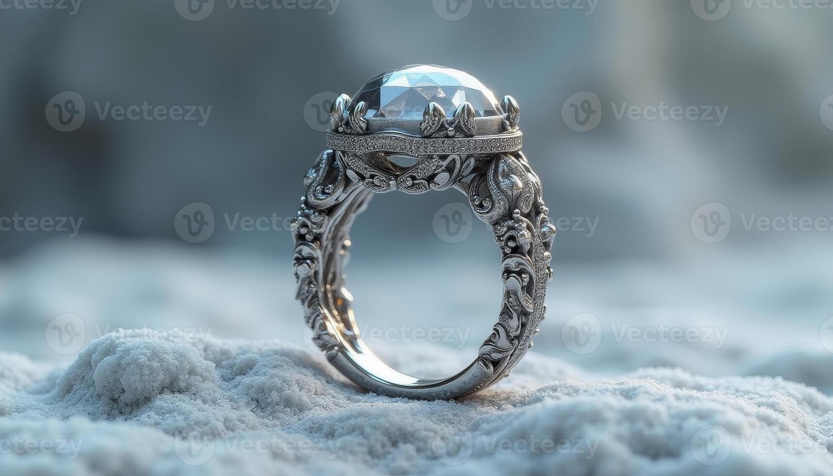 Elegant vintage silver ring captured on a textured surface in natural light photo