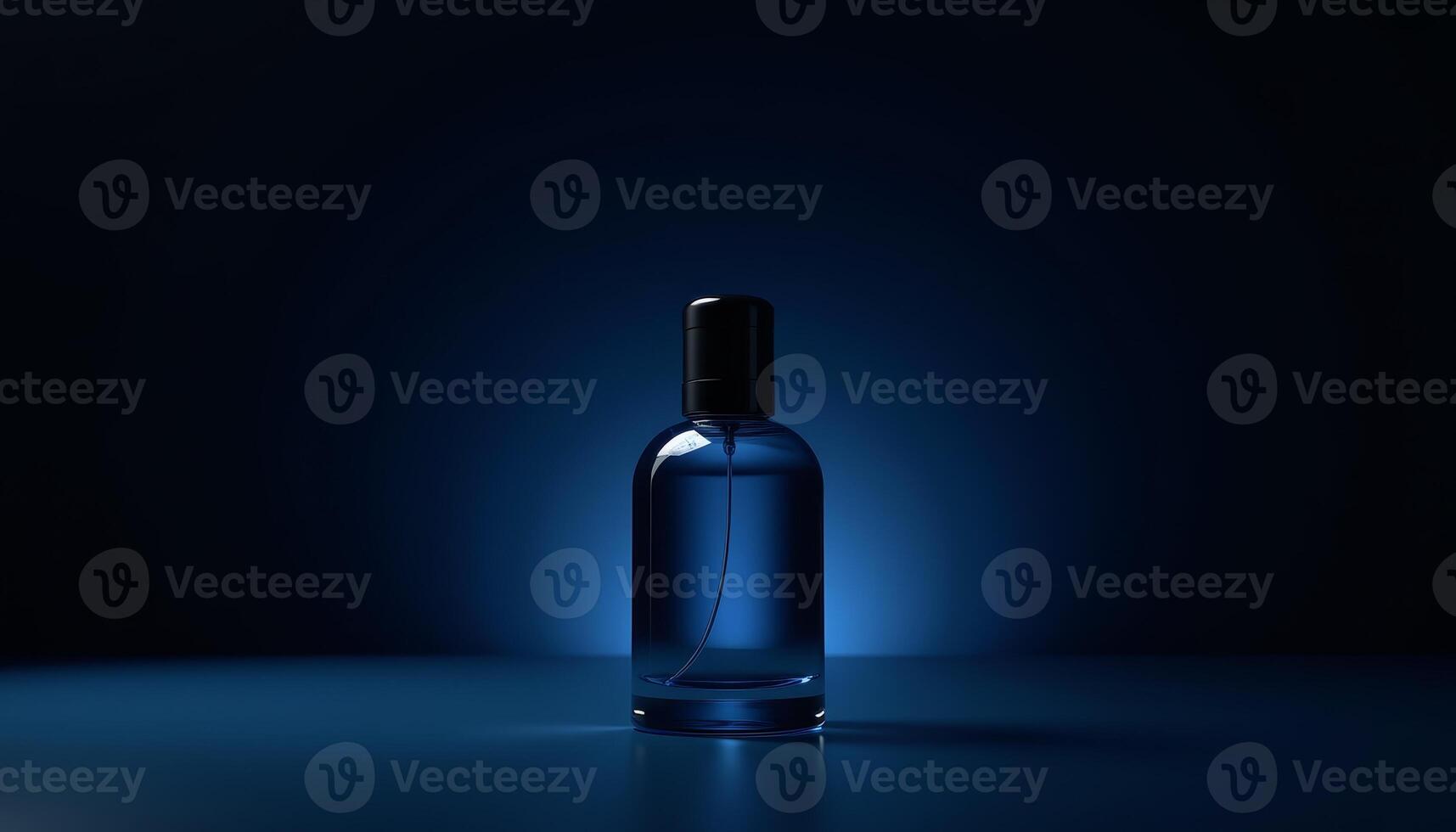 Captivating blue bottle emits a mysterious allure under soft lighting photo